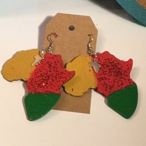 Africa map multicolor earrings. Dangle